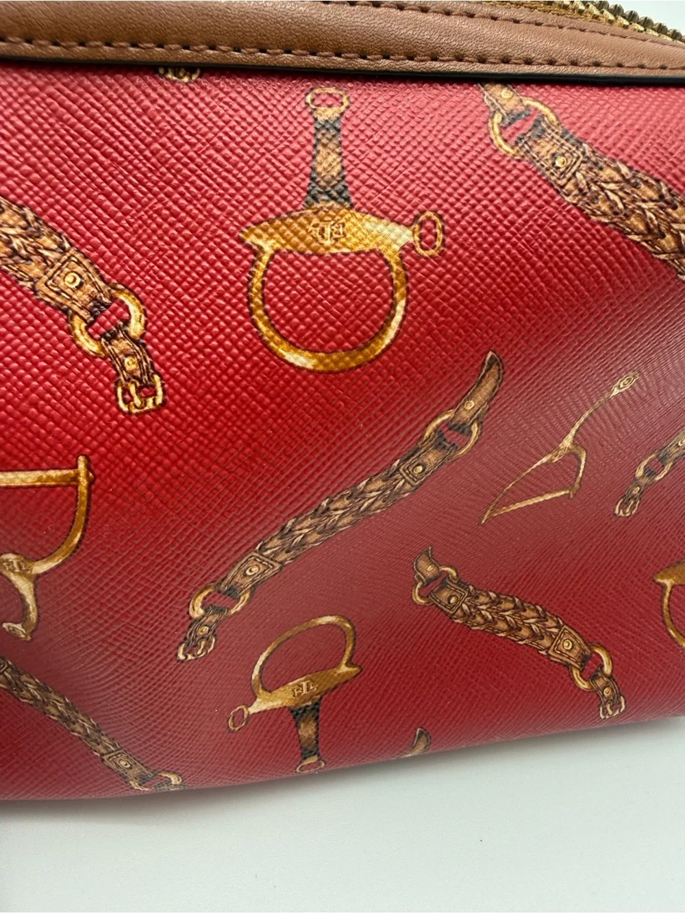 Vintage Lauren Ralph Lauren Red Equestrian Wristlet Y2K Equestrian print